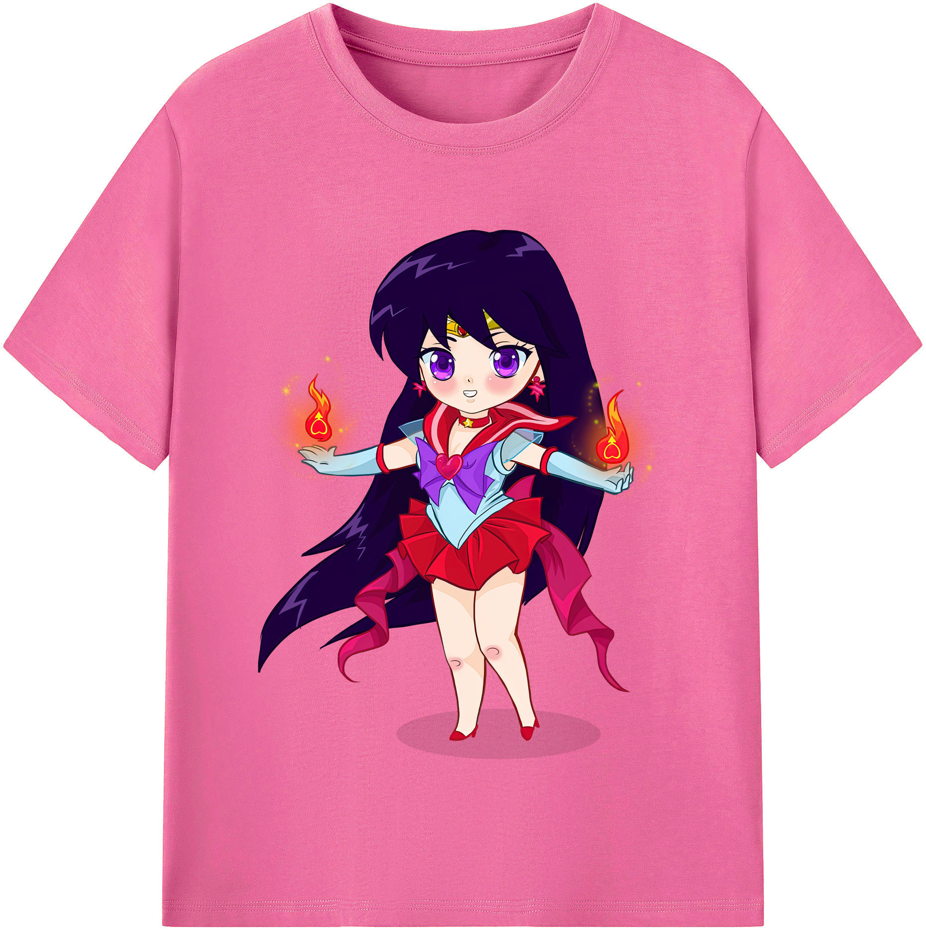 （画像用） 美少女戦士セーラームーン 火野レイ ひの レイ Sailor Moon Hino Rei （セーラーマーズ,Sailor Mars） レディースカジュアルプリントTシャツ（綿100％）